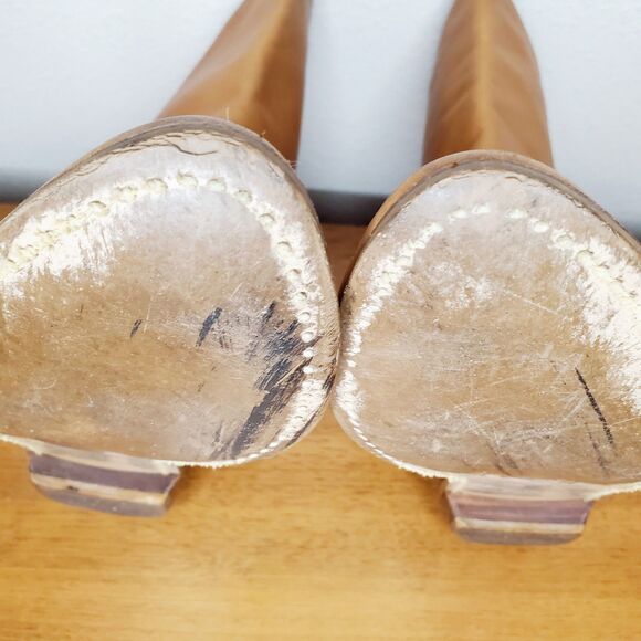 VTG Leather Slouchy Cowboy Boots Peter Pan Pull On Shoes Western Casual SZ 12N - Picture 6 of 12